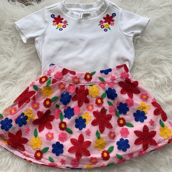 The BEST outfit for a girl Janie & Jack Bubblegum Pink embroidered skirt - Picture 5 of 5